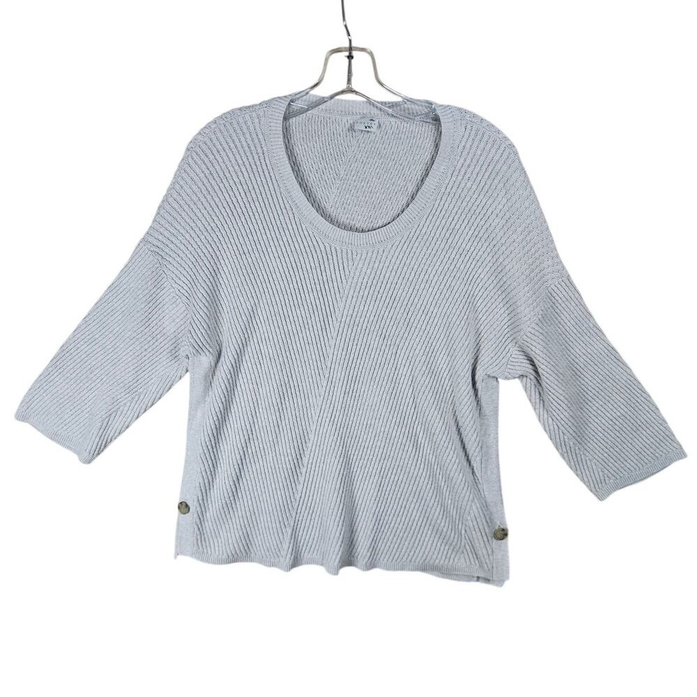 Poetry 100% Organic Cotton Ribbed Scoop Neck 3/4 Sleeve Button Closure Tunic